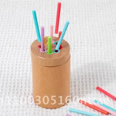 Montessori Wooden Early Education Toys for Babies 0-3 Years Rainbow Color Shape Matching Building Blocks for Intellectual