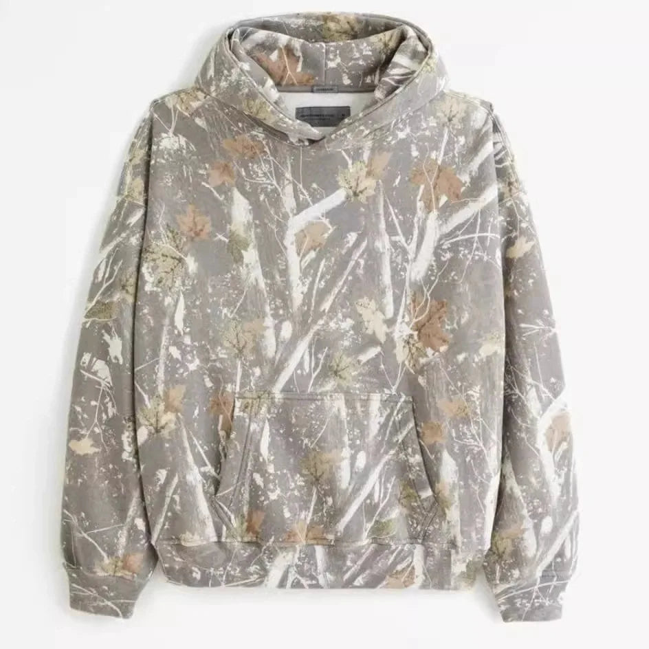 Autumn Hoodie Women men Branch Maple Leaves Camouflage Floral Print Long Sleeved Sweatshirt Streetwear Hip Hop Loose hoodies