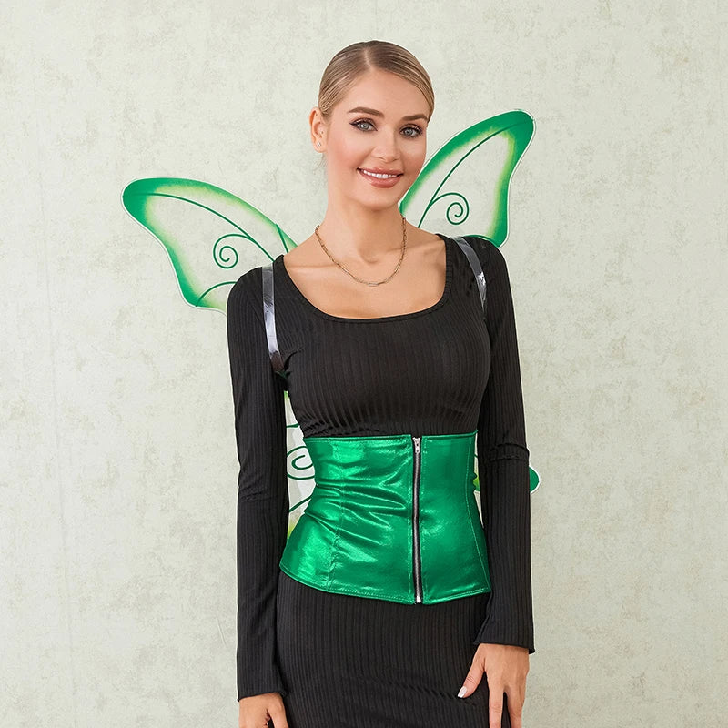 Enchanting Fairy Costume Set with Corset Waist Cincher Wings and Accessories for Halloween Cosplay Outfits and Parties
