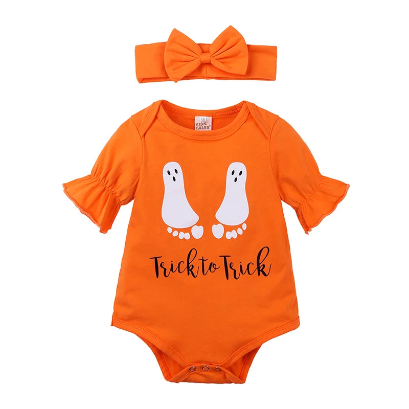 2025 Baby Halloween Romper Print Hat+Romper Bat Cosplay Costume Bag Gift Boy Girl Bone Pumpkin Bodysuit Vampire Clothes