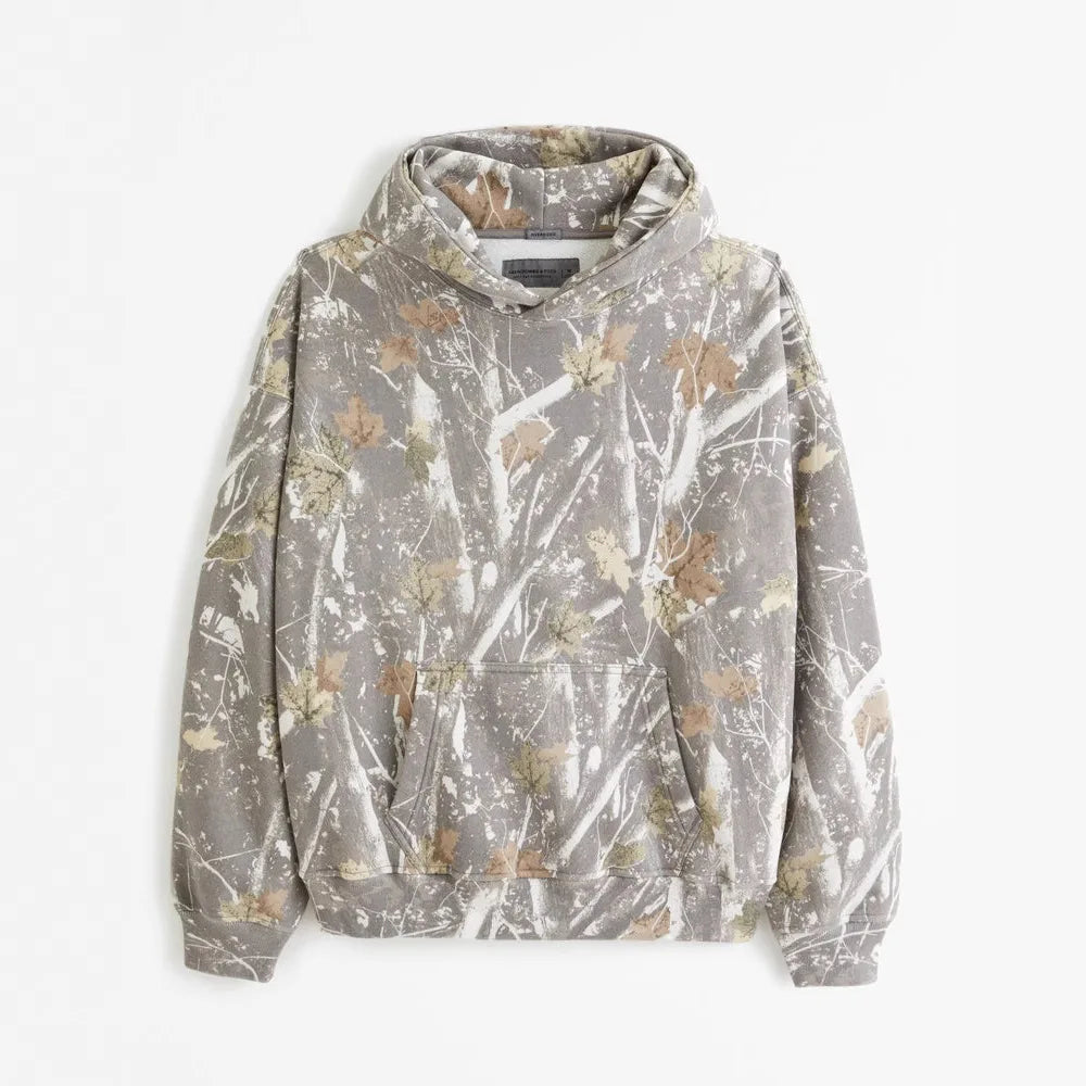 Autumn Hoodie Women men Branch Maple Leaves Camouflage Floral Print Long Sleeved Sweatshirt Streetwear Hip Hop Loose hoodies