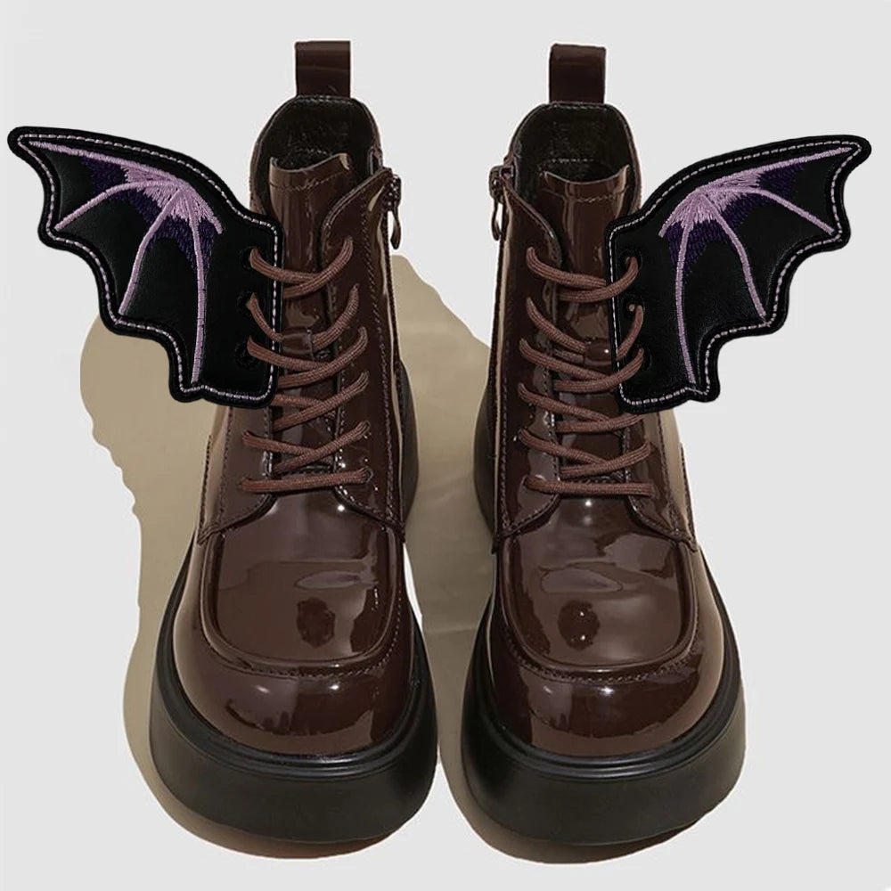 1Pair Angel Wing Shape Girls Boot Skate Shoes DIY Decorations Sneaker Clothing Shoelaces Decoration Punk Emo Style Halloween