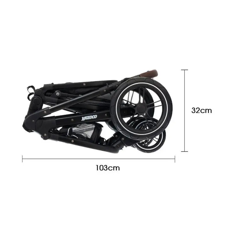 New Luxury Baby Stroller 3 in 1 Portable Travel Baby Carriage Fold Pram High Landscape Aluminum Frame Newborn Infant Stroller