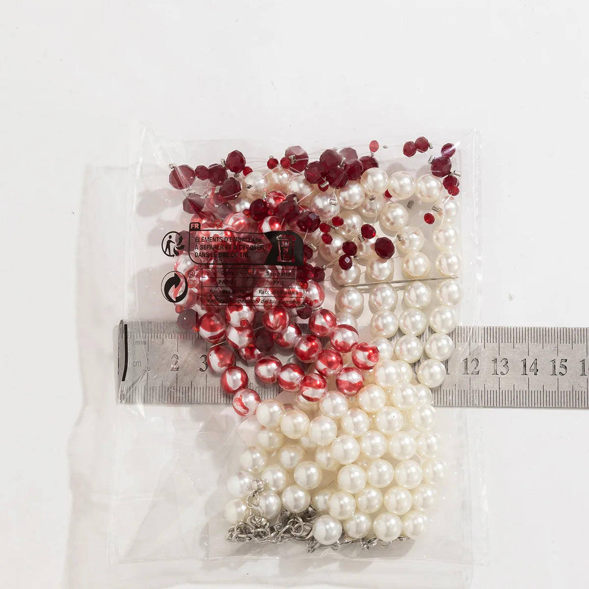 Multilayer Vintage Red Blood Pattern Imitation Pearl Tassel Pendant Necklace for Women Goth Crystal Bead Chain Halloween Jewelry