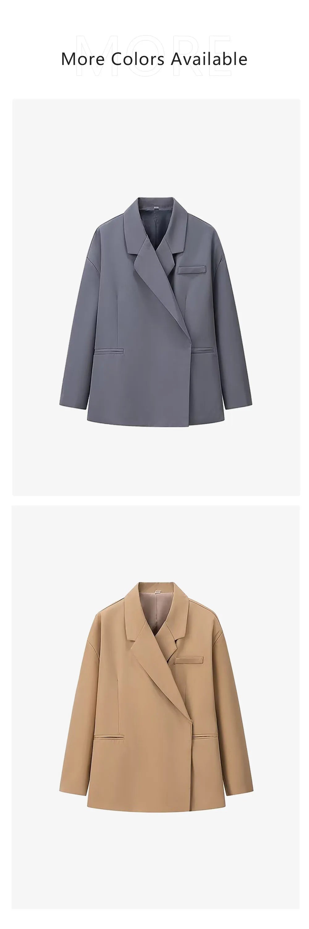 Autumn new women's clothing style fashionable and versatile solid color long sleeved loose fit suit jacket