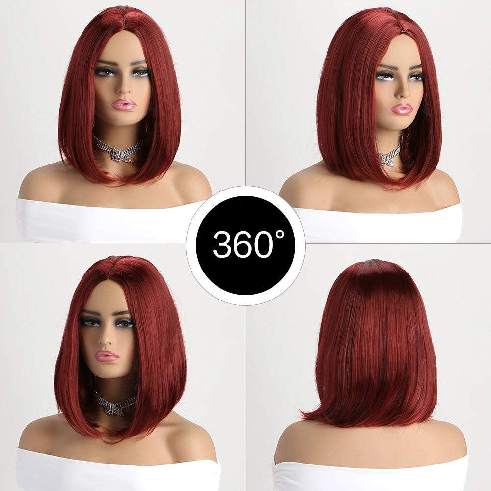 Short Synthetic Bobo Wig for Women Girl  For Cosplay Halloween  Party Daily Use Heat Resistant Fiber