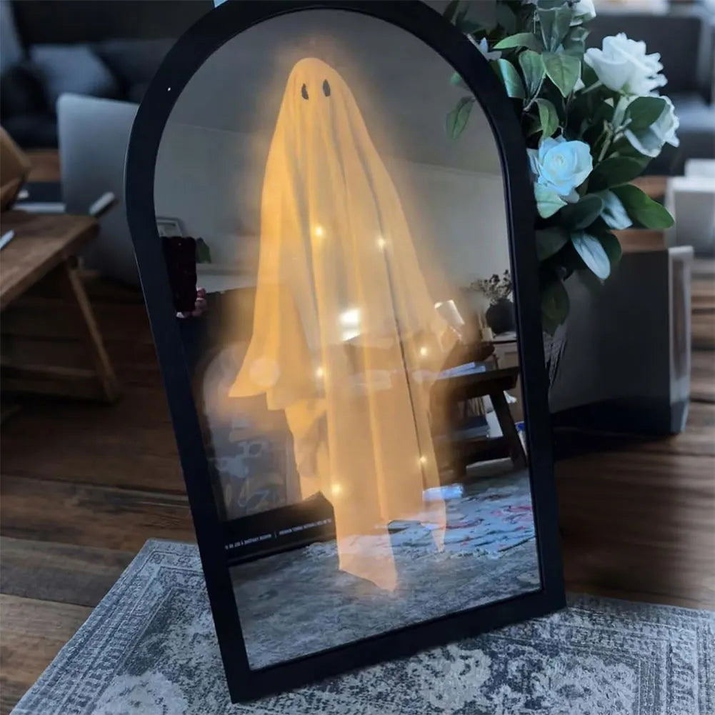 Halloween Ghost Mirror Night Light Halloween Spooky Mirror Halloween Haunted Mirror for Halloween Decor