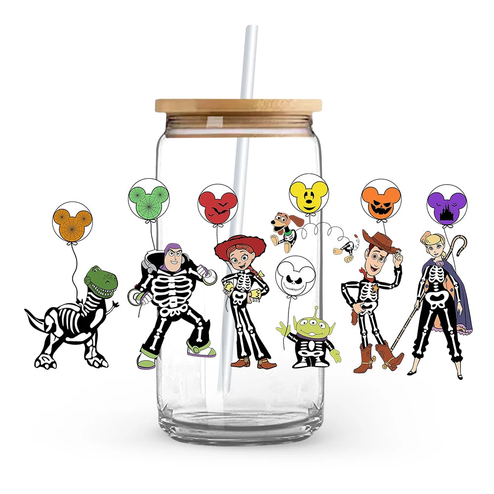 Princess Stitch Mickey Halloween Trick Treat Souvenir UV DTF Cup Wrap Self-Adhesive Individualized Cup Adornments