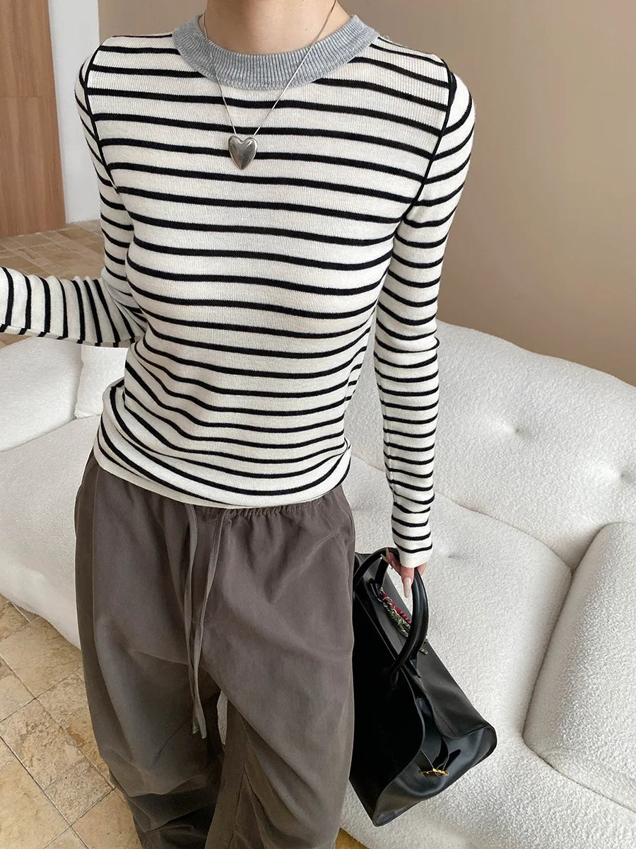 Autumn color palette design, contrasting colors, front shoulder streamlined, slim fit, slimming effect, base knit sweater