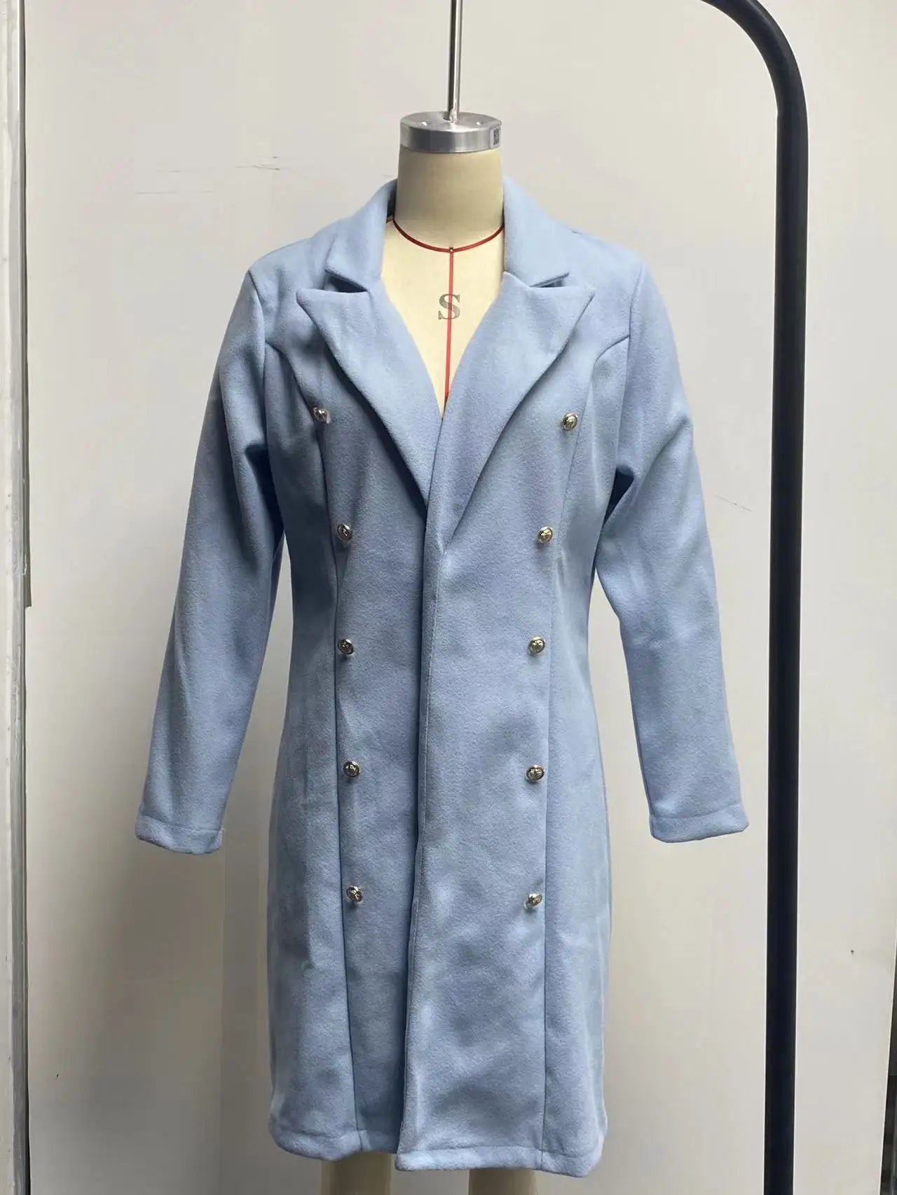 Autumn and Winter Women's Wear Versatile New Europe and America Autumn and Winter Long sleeved Double breasted Woolen Coat Coat