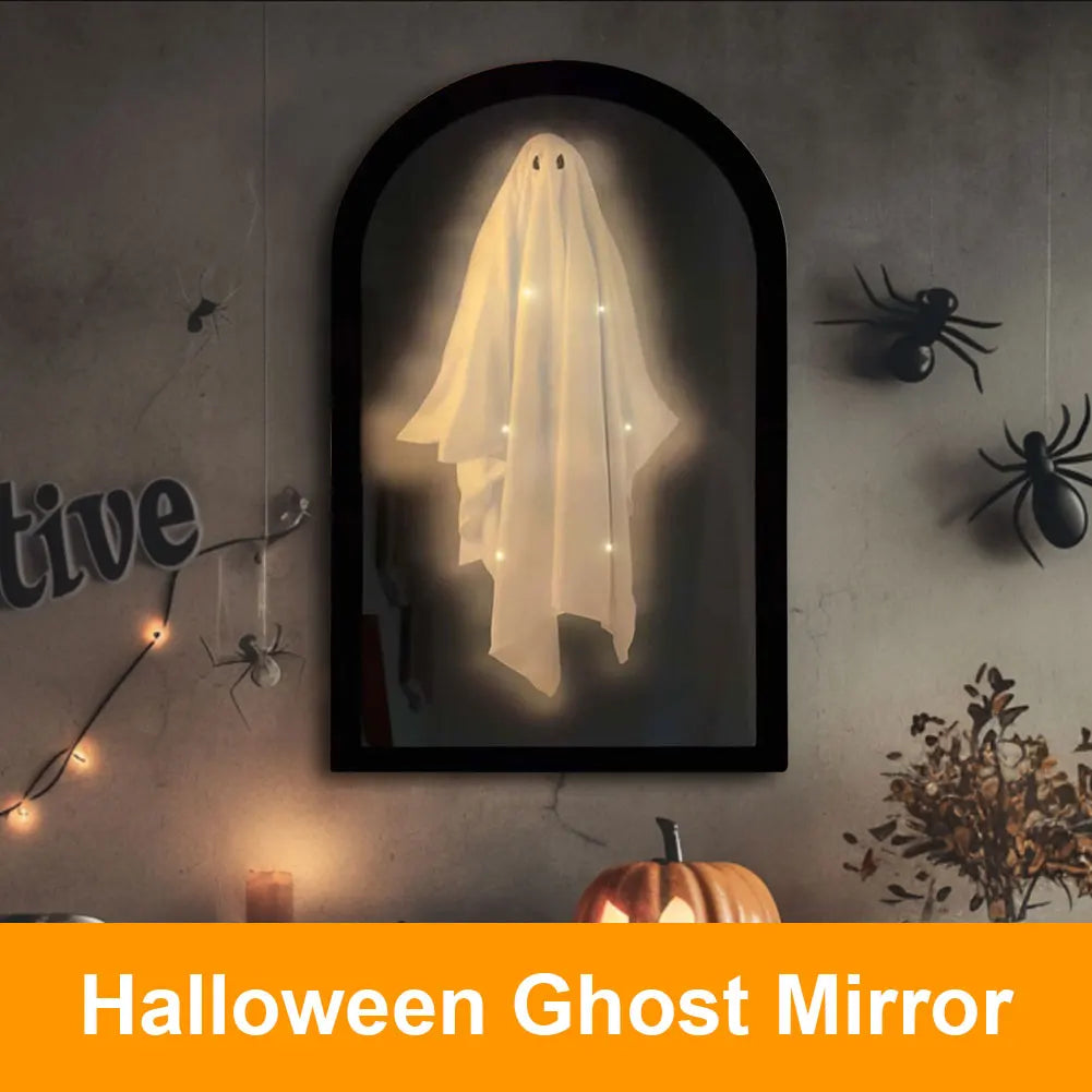 Halloween Ghost Mirror Night Light Halloween Spooky Mirror Halloween Haunted Mirror for Halloween Decor