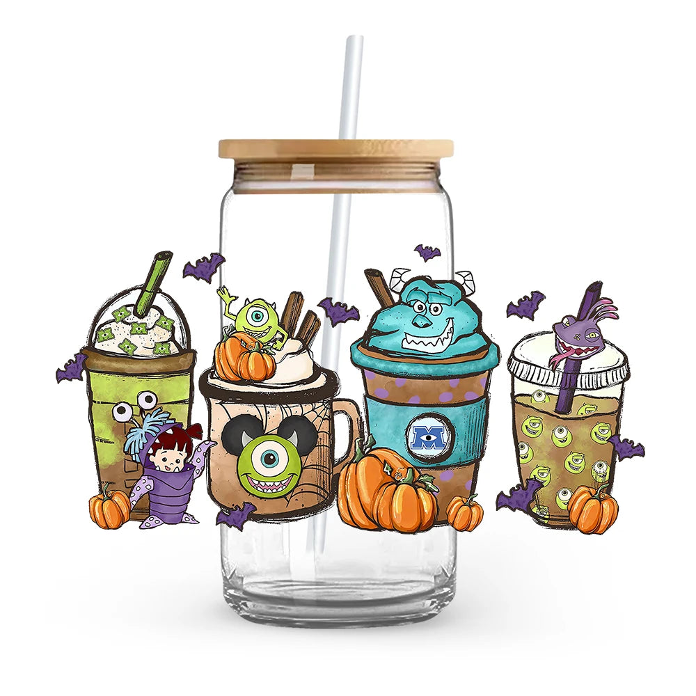 Princess Stitch Mickey Halloween Trick Treat Souvenir UV DTF Cup Wrap Self-Adhesive Individualized Cup Adornments