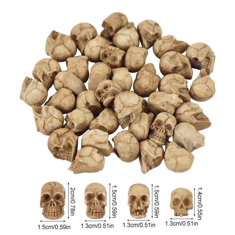 10/20pcs Halloween Skull Heads Scary Prank Props Small Resin Skeleton Ornament Halloween Party Haunted House Horror Decorations