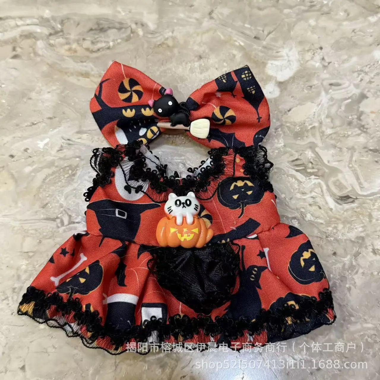 For 17cm Labubu V3 Doll Clothes Halloween Clothes Set Cute Pumpkin Dress with Hat Outfit Accessories Labubu Ropa