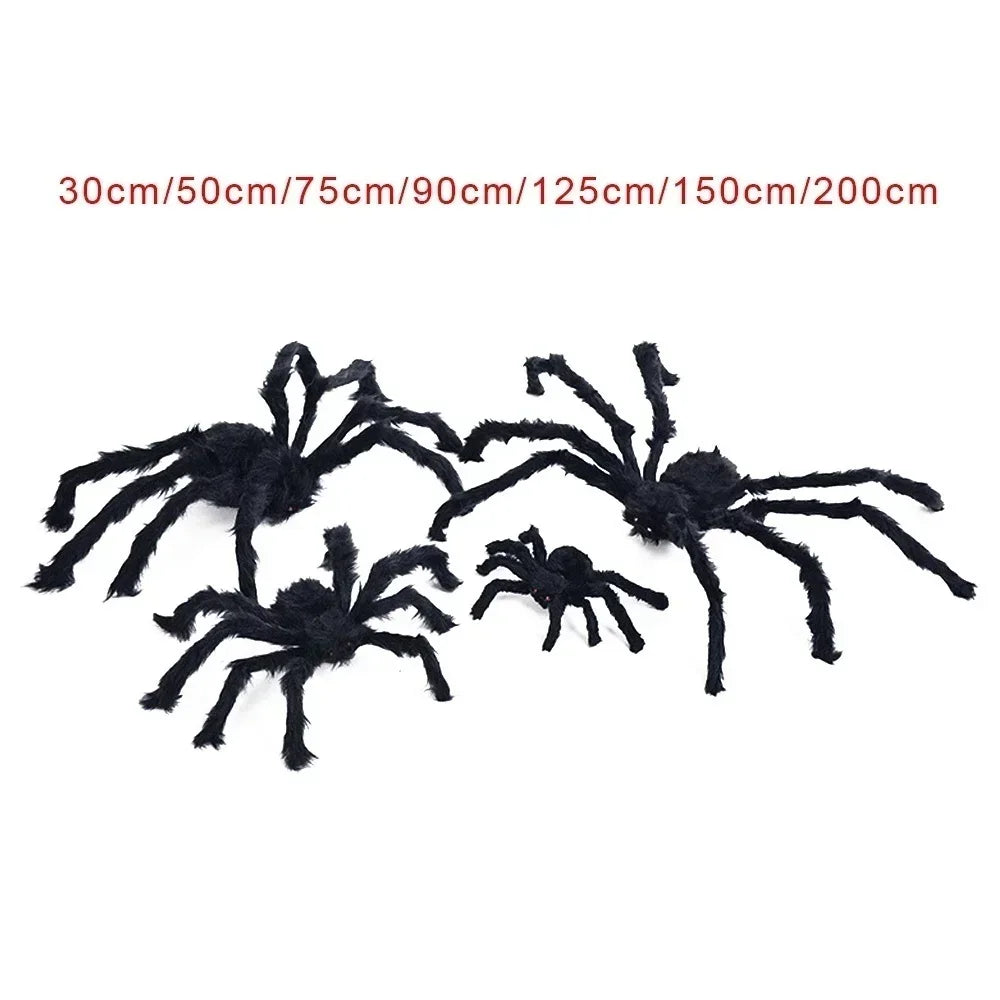 30-200cm Halloween Big Spider Halloween Decoration Horror Giant Black Spider Outdoor Halloween Props Simulated Spider toys