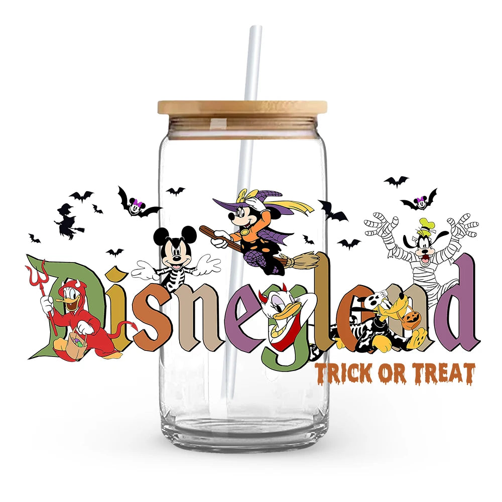 Princess Stitch Mickey Halloween Trick Treat Souvenir UV DTF Cup Wrap Self-Adhesive Individualized Cup Adornments