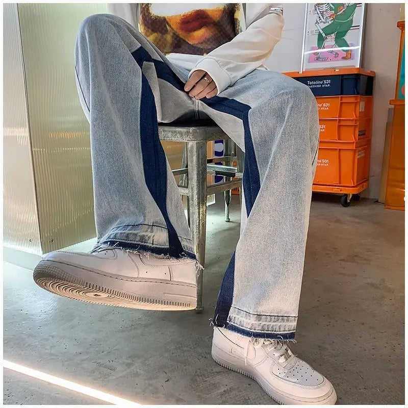 2025 European Men's jeans Neutral Wide Leg Denim Trousers Loose Straight letter print Baggy Man Jean Pants Casual Baggy hip hop