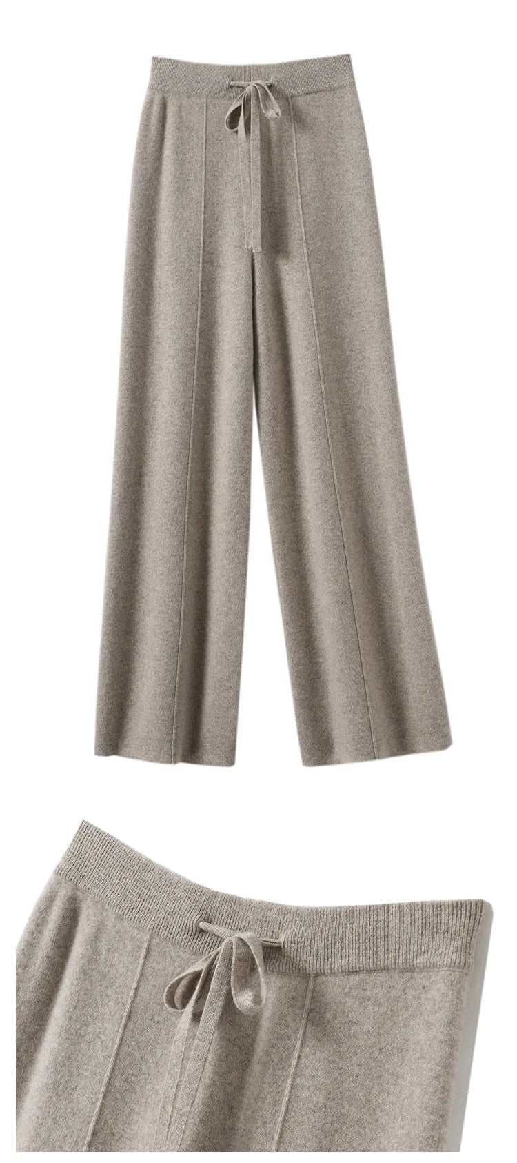 Autumn  New Korean Version Women's High-waisted Warm Knitted Wide-leg Straight-leg Pant Women's Solid-color Loose Wide-leg Pants