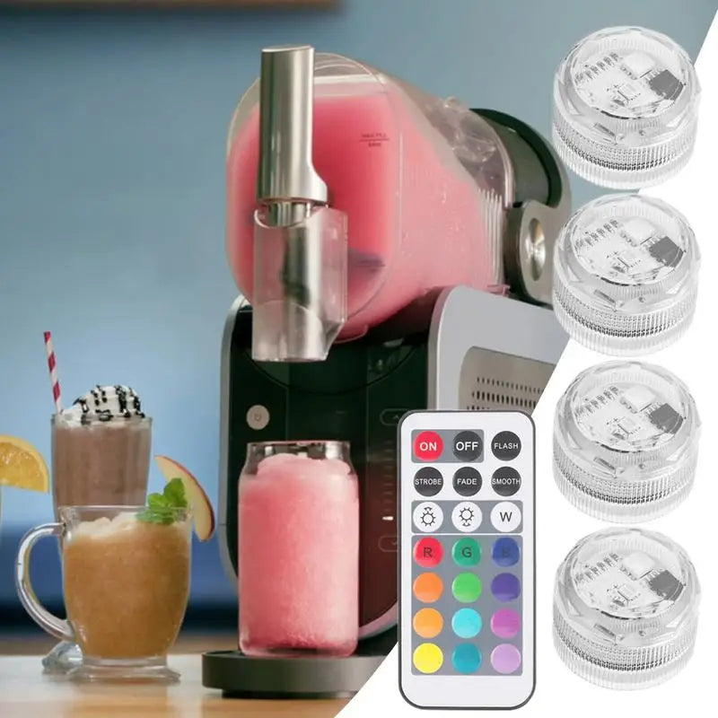 4pcs 13Colors 4 Modes Submersible LED Lights  Wireless Remote Control Reusable Light for Birthday Decorations Spa Halloween