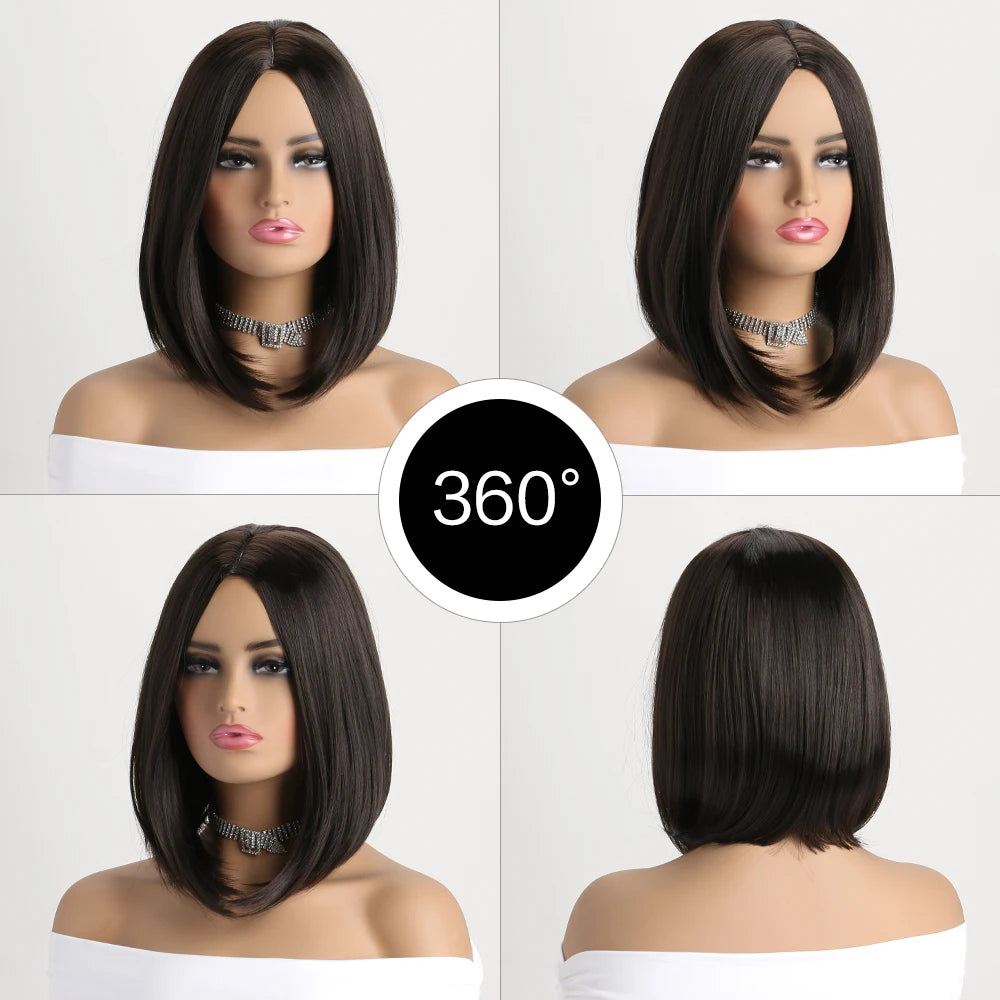Short Synthetic Bobo Wig for Women Girl  For Cosplay Halloween  Party Daily Use Heat Resistant Fiber