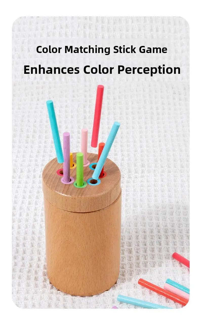 Montessori Wooden Early Education Toys for Babies 0-3 Years Rainbow Color Shape Matching Building Blocks for Intellectual