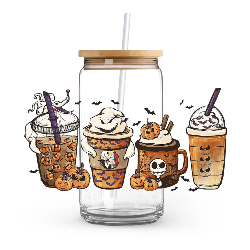 Princess Stitch Mickey Halloween Trick Treat Souvenir UV DTF Cup Wrap Self-Adhesive Individualized Cup Adornments