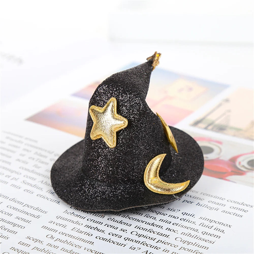 1Pc Cute Children Glitter Halloween Hairpins Mini Witch Hat Hair Clips Party Festival Headdress Halloween Cosplay Costume Props