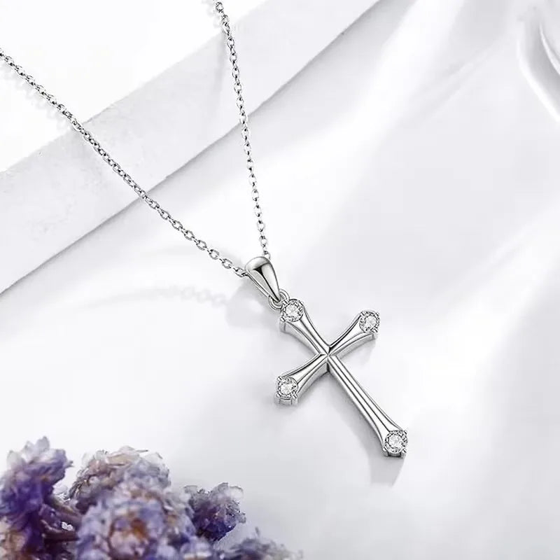 Huitan Minimalist Style Cross Pendant Necklace for Women Versatile Daily Devout Neck Accessories Trendy Halloween Party Jewelry
