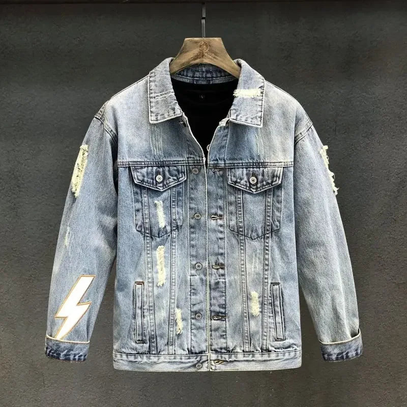 Male Jean Coats New In Autumn Winter 2024 Men's Denim Jacket Menswear Fashion Branded Korean Popular Clothes Y2k On Board Lxury