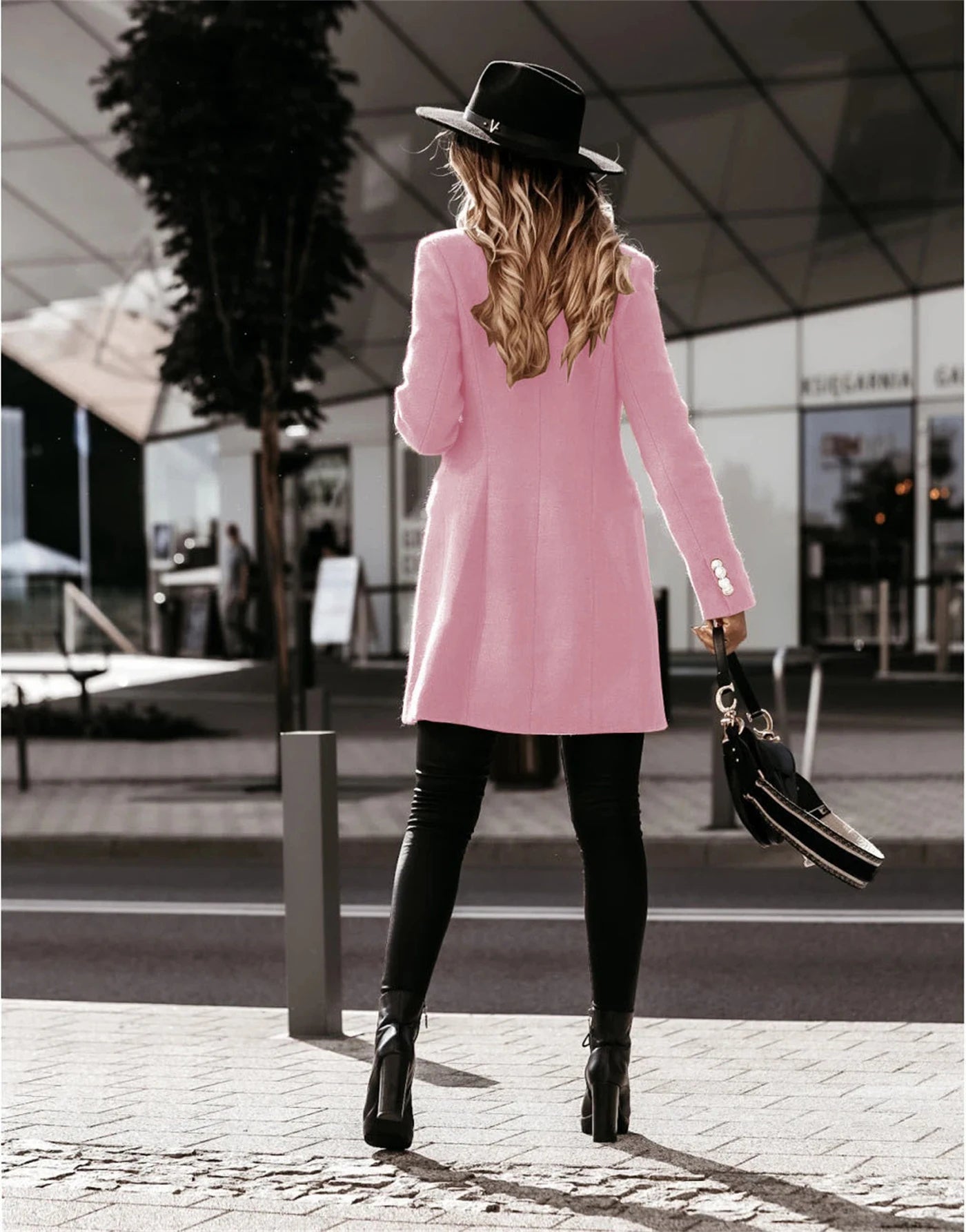 Autumn and Winter Women's Wear Versatile New Europe and America Autumn and Winter Long sleeved Double breasted Woolen Coat Coat