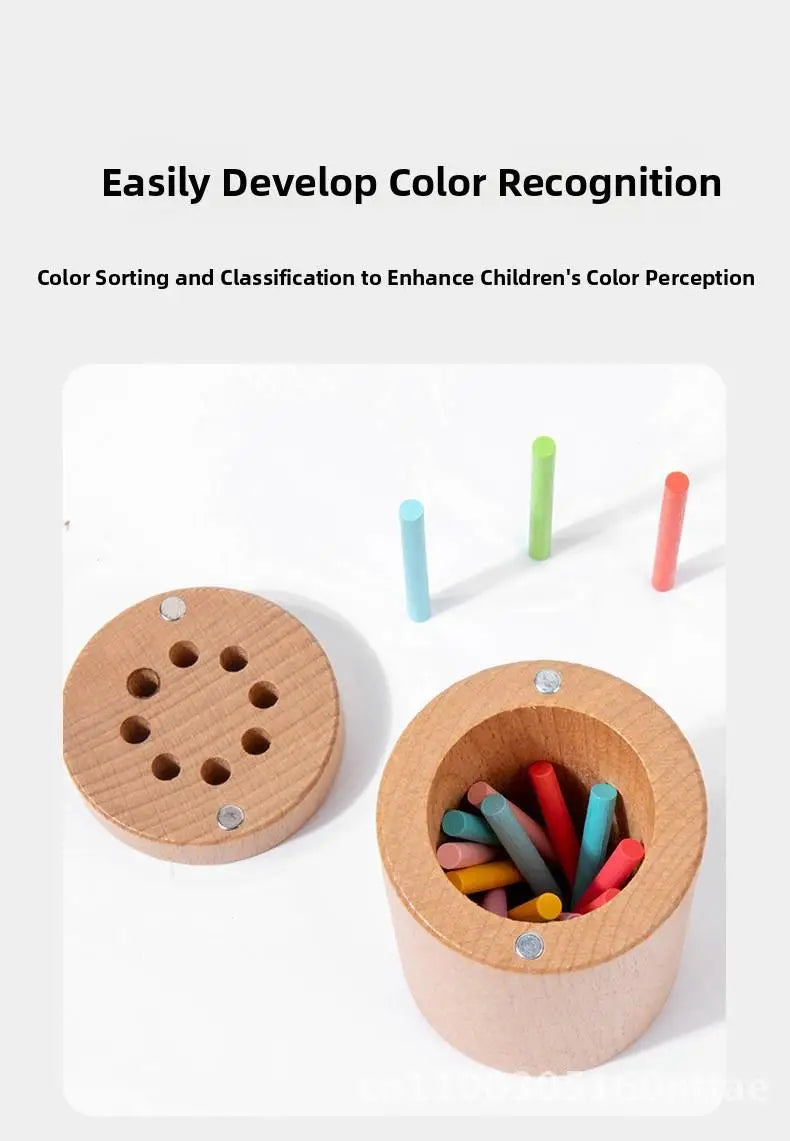 Montessori Wooden Early Education Toys for Babies 0-3 Years Rainbow Color Shape Matching Building Blocks for Intellectual