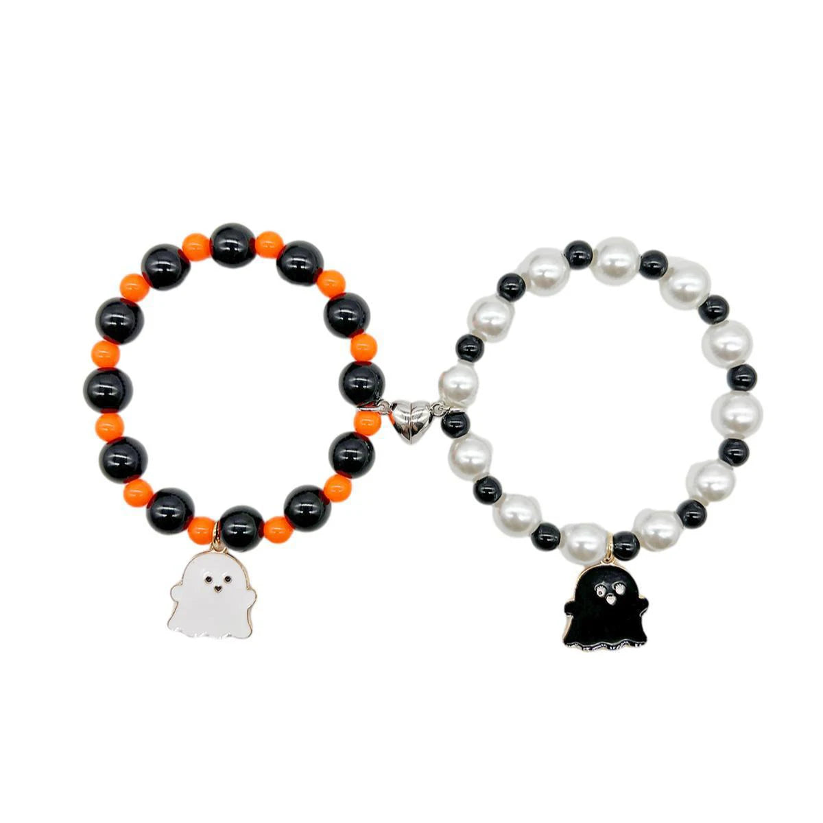 2Pcs Halloween Spider Bracelet For Women Men Magnetic Heart Couple Personality Bangles Lover Festive Jewelry Accessories Gifts