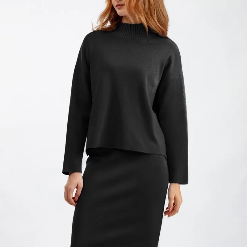 Autumn Women Split Knitted Skirt Suit Fashion Casual Loose Sweater Long Skirts 2 Piece Set Women Outifits Elegant Winter NS5967