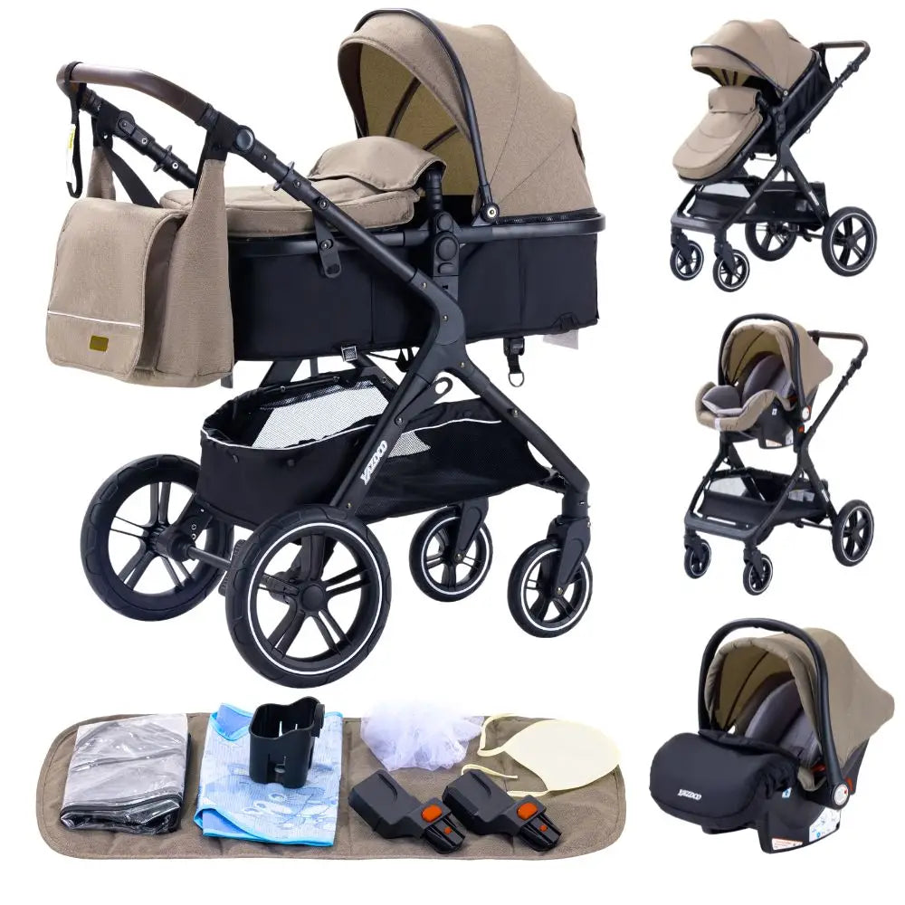 New Luxury Baby Stroller 3 in 1 Portable Travel Baby Carriage Fold Pram High Landscape Aluminum Frame Newborn Infant Stroller