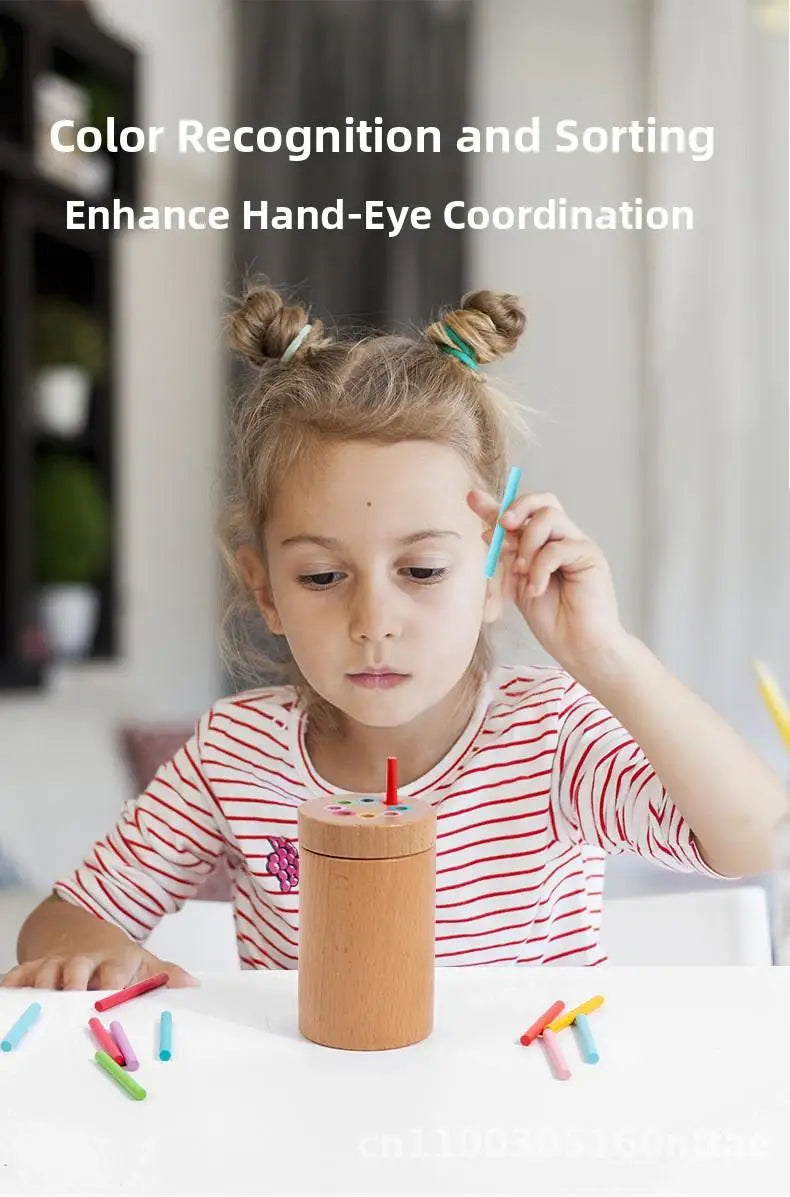 Montessori Wooden Early Education Toys for Babies 0-3 Years Rainbow Color Shape Matching Building Blocks for Intellectual