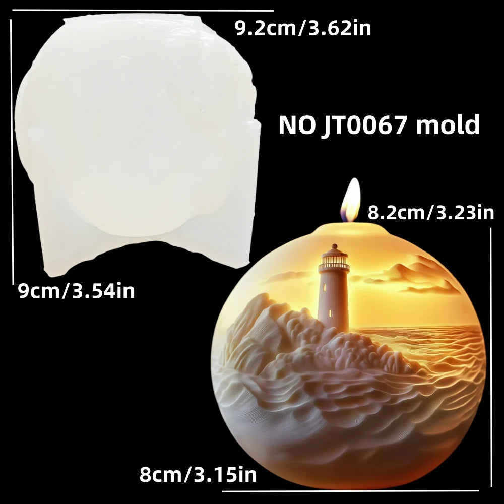 Rural villa relief spherical candle silicone mold house relief resin mould Halloween magic castle gypsum molds Christmas gift