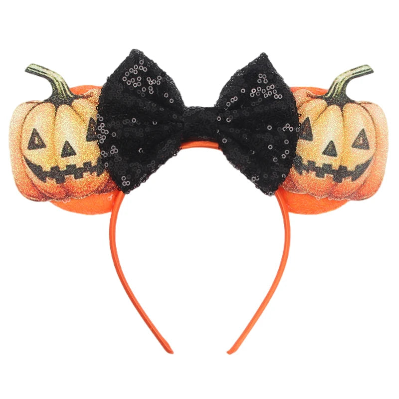 2025 Pirate Mickey Mouse Headband Bat Pumpkin Sequin Bow Halloween Disney Ears Hairband Festival Party Cosplay Hair Accessories
