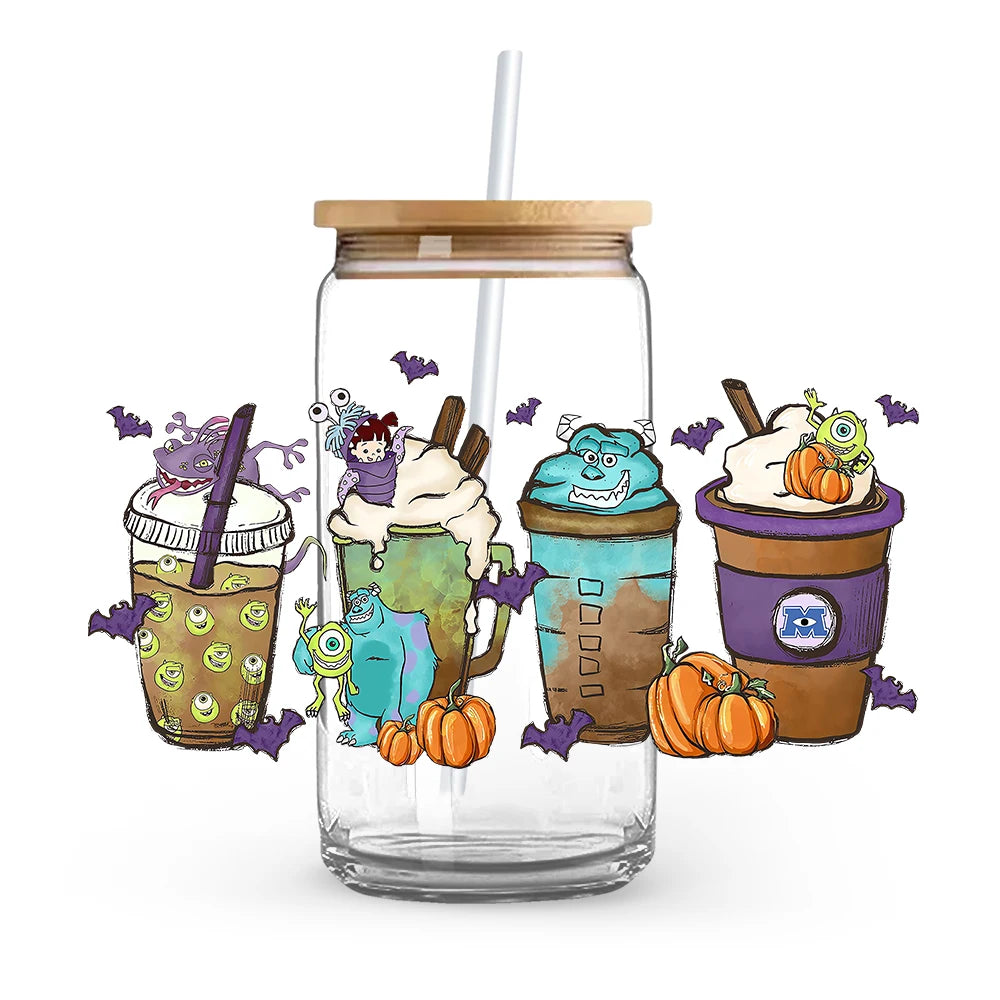 Princess Stitch Mickey Halloween Trick Treat Souvenir UV DTF Cup Wrap Self-Adhesive Individualized Cup Adornments