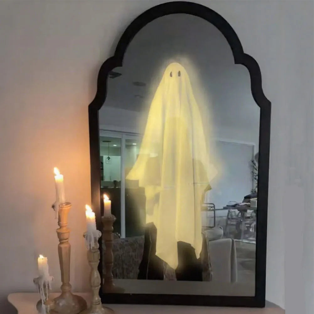 Halloween Ghost Mirror Night Light Halloween Spooky Mirror Halloween Haunted Mirror for Halloween Decor