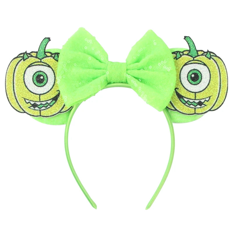 2025 Pirate Mickey Mouse Headband Bat Pumpkin Sequin Bow Halloween Disney Ears Hairband Festival Party Cosplay Hair Accessories