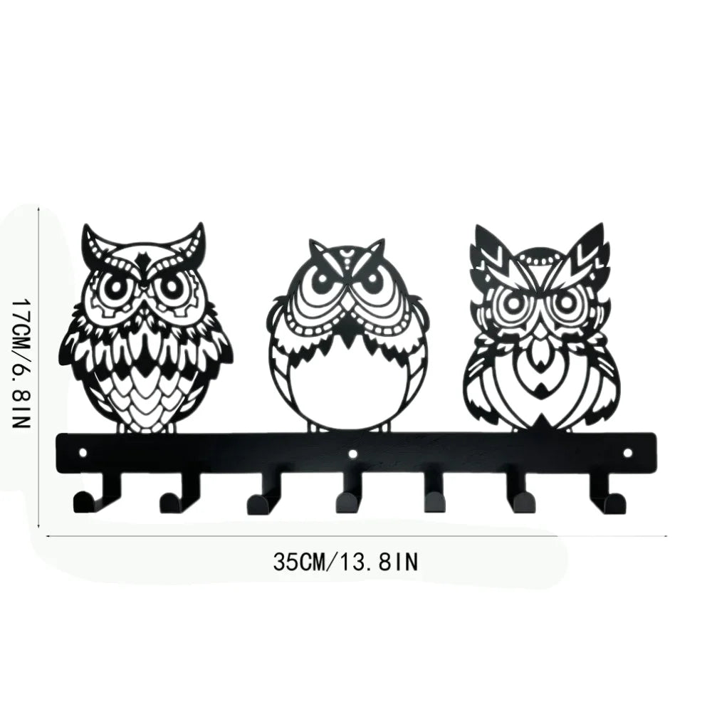 CIFBUY Black Cats Wall Hooks Key Holder Halloween Cats Decorative Hooks Rack Hangers Iron Hook Wall Mounted Hooker With 7 Hooks