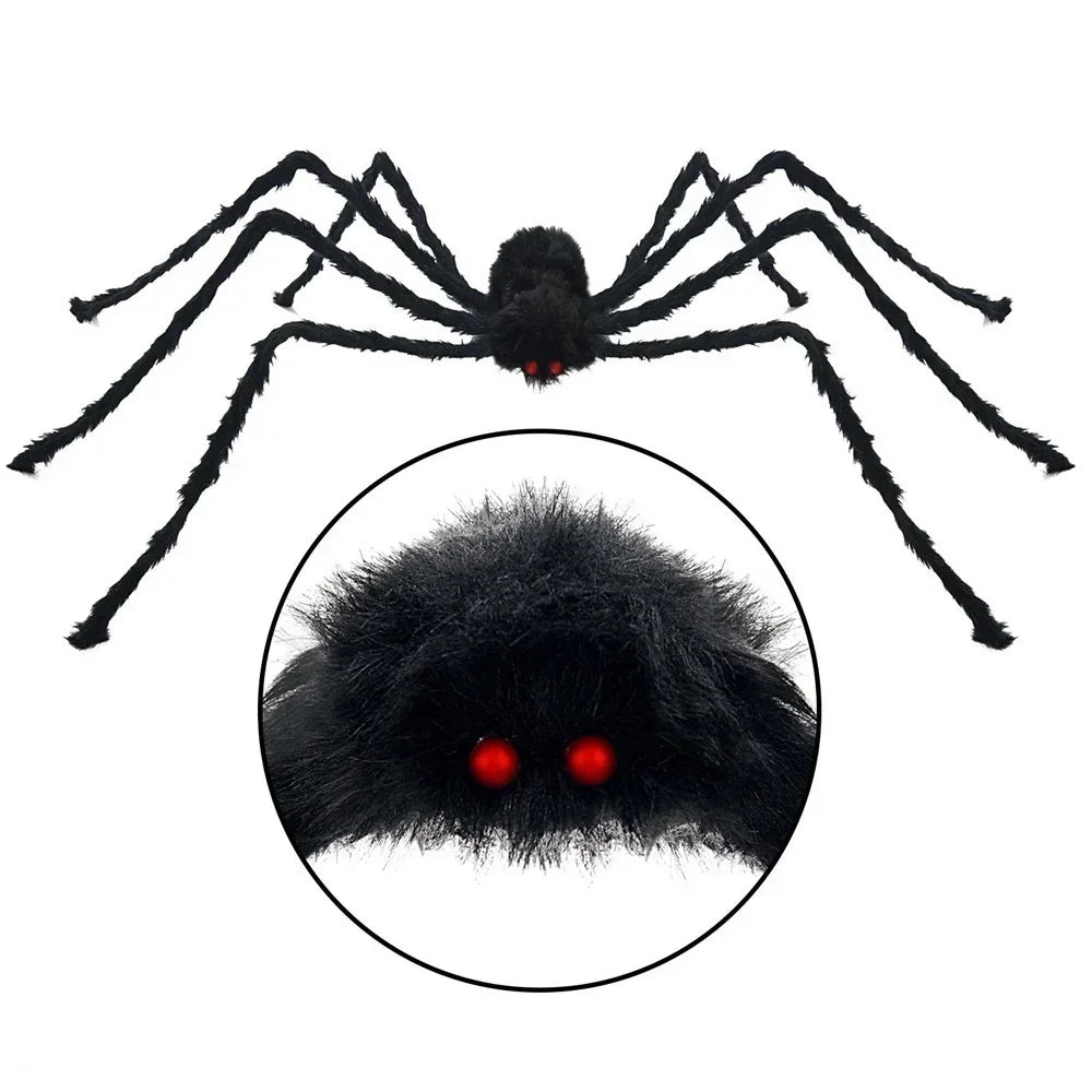 30-200cm Halloween Big Spider Halloween Decoration Horror Giant Black Spider Outdoor Halloween Props Simulated Spider toys