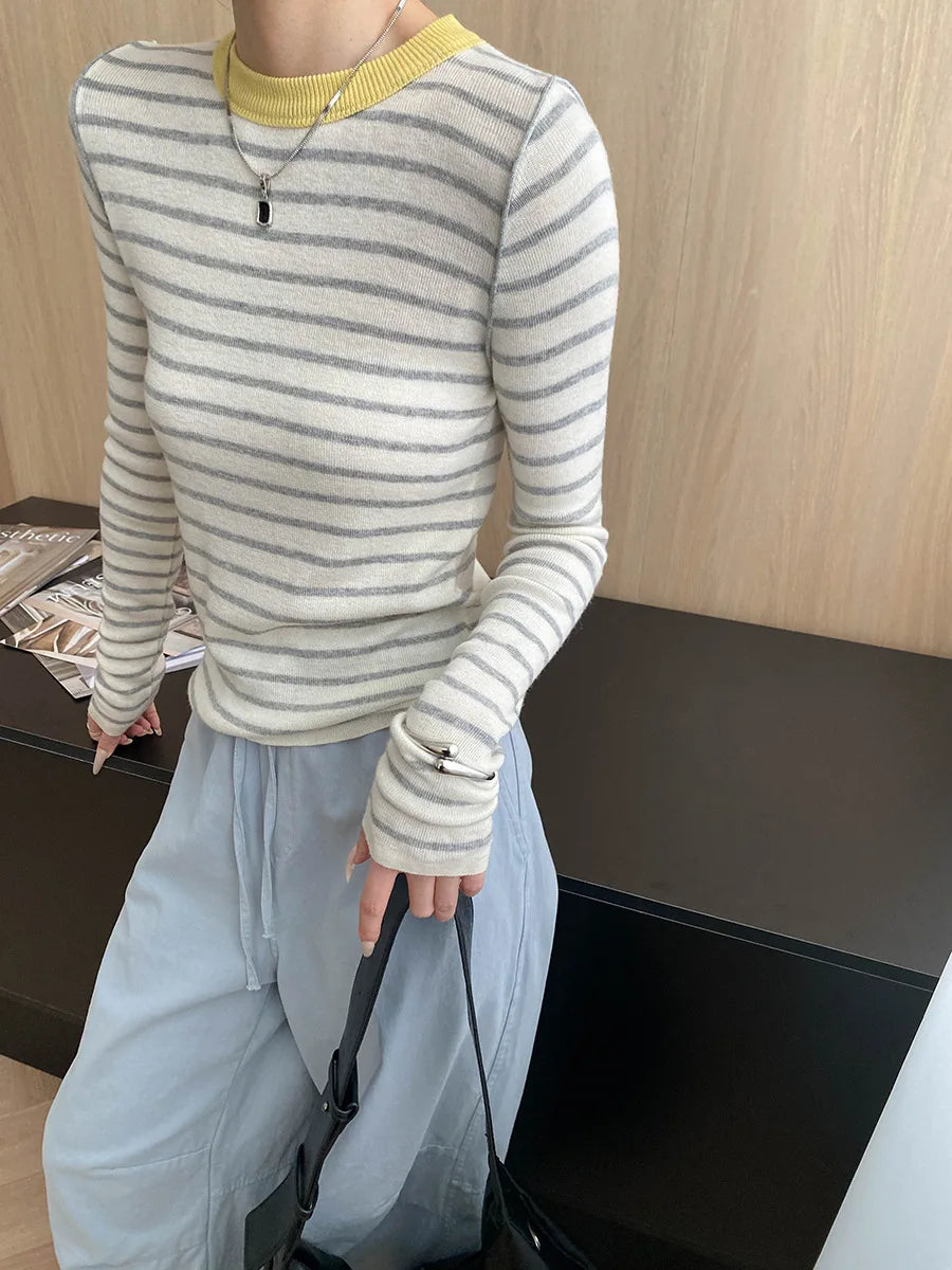 Autumn color palette design, contrasting colors, front shoulder streamlined, slim fit, slimming effect, base knit sweater