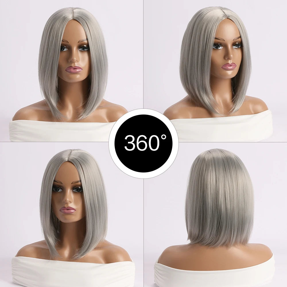 Short Synthetic Bobo Wig for Women Girl  For Cosplay Halloween  Party Daily Use Heat Resistant Fiber