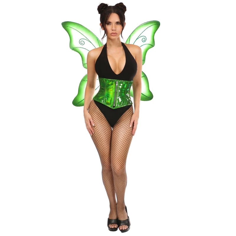 Enchanting Fairy Costume Set with Corset Waist Cincher Wings and Accessories for Halloween Cosplay Outfits and Parties