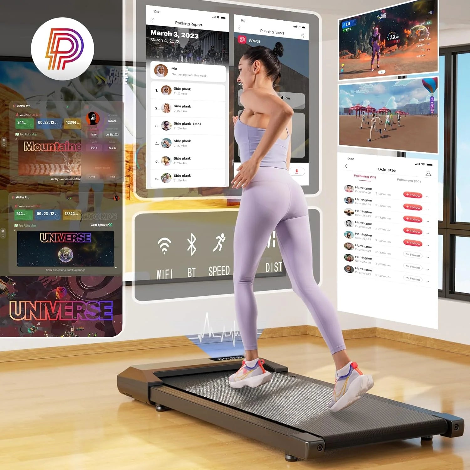 15.75 x 35.43 Inch Running Area Treadmill Pad Running Walking Under Desk Exercise Run Training Walking Treadmill