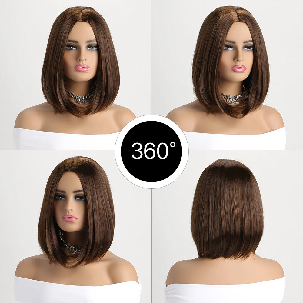 Short Synthetic Bobo Wig for Women Girl  For Cosplay Halloween  Party Daily Use Heat Resistant Fiber