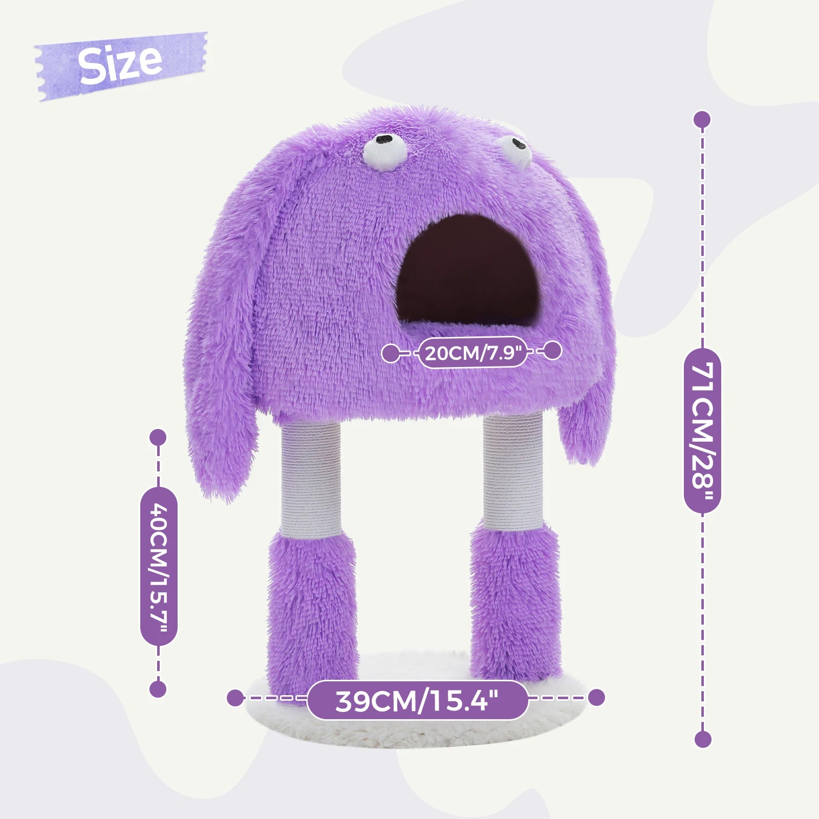 2 in 1 Cat Tree with Natural Sisal Scratching Posts, Cute Plush Small Cat Tower, Large Cat Condo for Indoor, Kitten Bed House