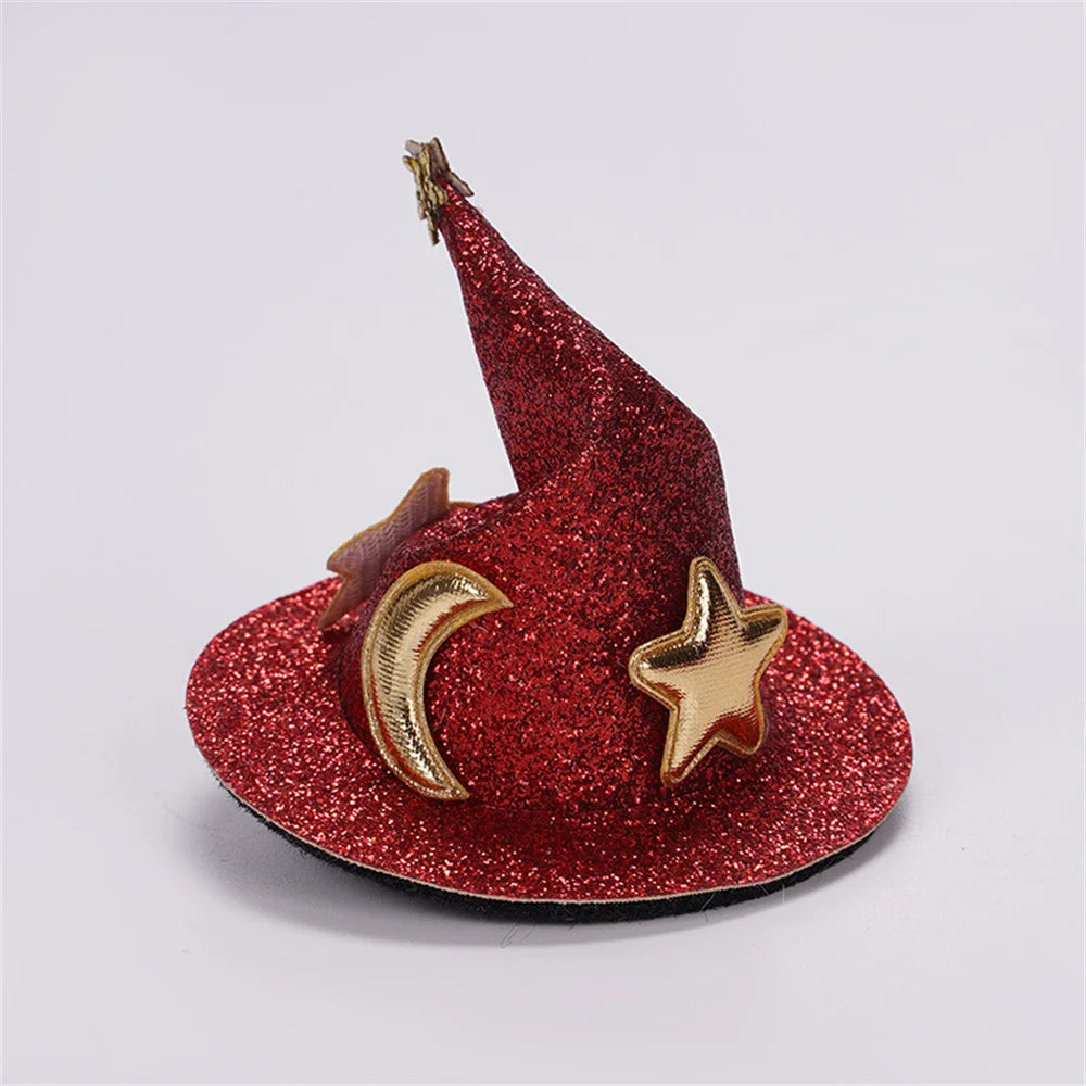 1Pc Cute Children Glitter Halloween Hairpins Mini Witch Hat Hair Clips Party Festival Headdress Halloween Cosplay Costume Props
