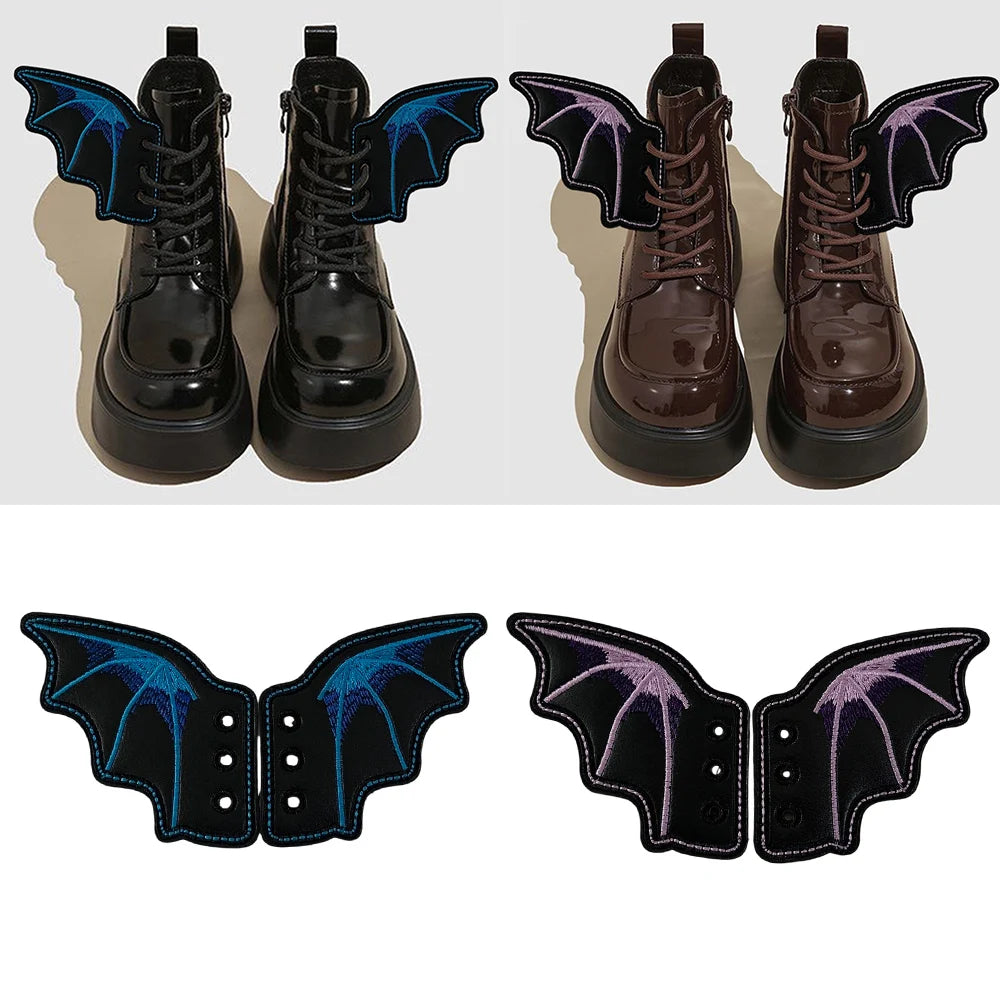 1Pair Angel Wing Shape Girls Boot Skate Shoes DIY Decorations Sneaker Clothing Shoelaces Decoration Punk Emo Style Halloween